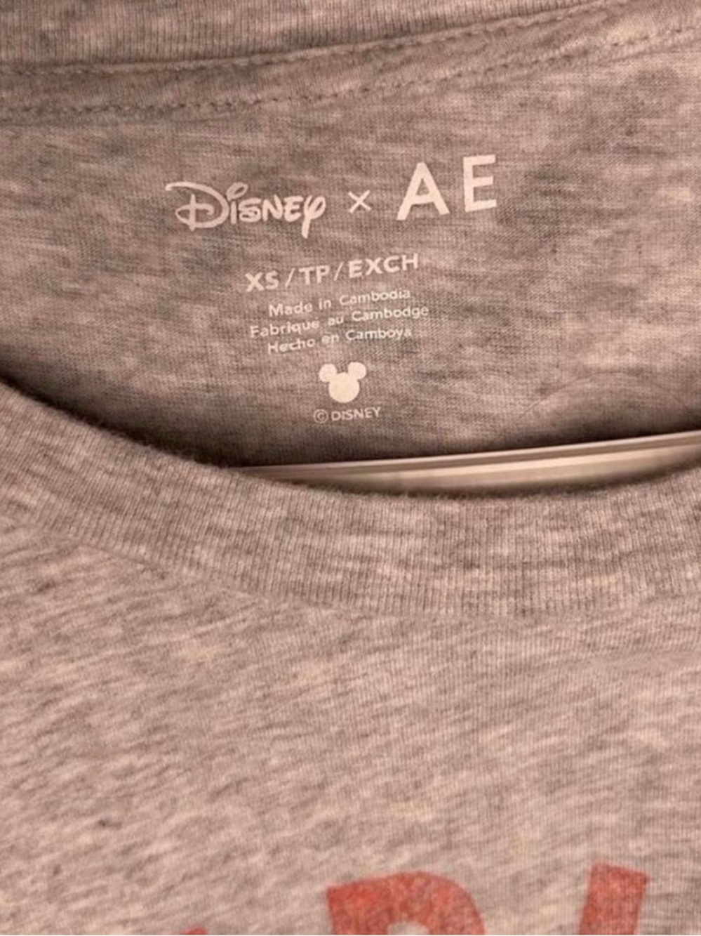 American Eagle Outfitters Gray Tee with Red Lettering and Mickey Graphic - Picture 6 of 7